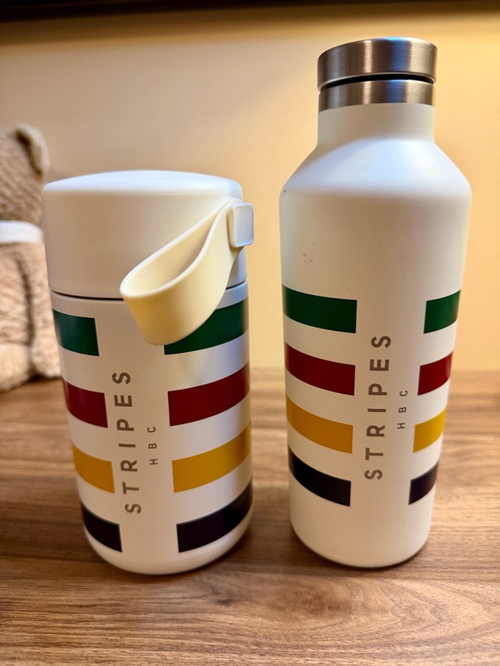HBC Stripes 2pc Insulated Lunch Set- Food Thermos and S. Steel Water Bottle